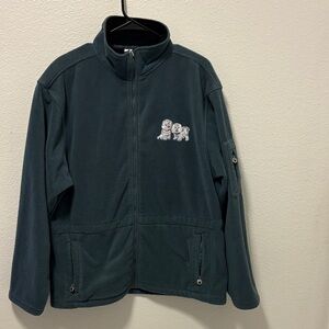 Womens Fleece Jacket with Embroidered Dogs